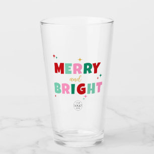 Firmenlogo Merry & Bright Schriftart Geschenk Glas
