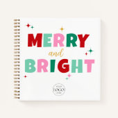 Firmenlogo Merry & Bright Schriftart Geschenk Notizblock (Vorderseite)
