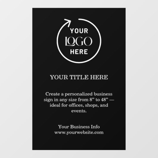 Firmenlogo | Minimal Black Stylish Promotiona Fensteraufkleber (Blatt)