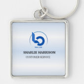 Firmenlogo | Minimal blau Mitarbeiter Personal Schlüsselanhänger (Vorne)