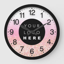 Firmenlogo Minimal Rosa Ombre Glitzer Große Wanduhr