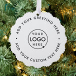 Firmenlogo | Minimalistisch Clean Simple Christmas Ornament Karte<br><div class="desc">Einfaches,  stilvolles,  weißes Firmenlogo rund um Weihnachtsschmuck im modernen minimalistischen Stil. Sie können ganz einfach Ihr Firmenlogo und Ihren individuellen Text (z.B. Feiertage oder fröhliche Weihnachten) für den perfekten Urlaubserlebnis mit einem beruflichen Ambiente hinzufügen. #logo #business #christmas #ornament</div>