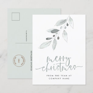 Firmenlogo Minimalistische Blätter Frohe Weihnacht Postkarte