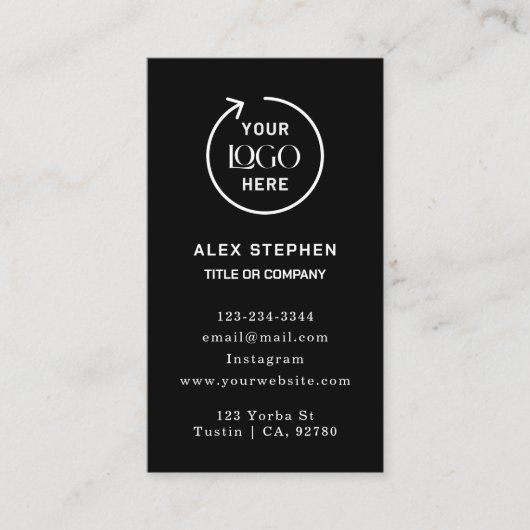 Firmenlogo | Minimalistische Schwarzfirmen Visitenkarte (Vorderseite)