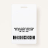 Firmenlogo mit Bar für erste und letzte Namen Ausweis (Rückseite)