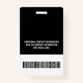 Firmenlogo mit Bar für erste und letzte Namen Ausweis (Rückseite)