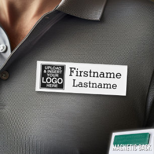 Firmenlogo mit Bereich für zuerst und Nachnamen Namenschild