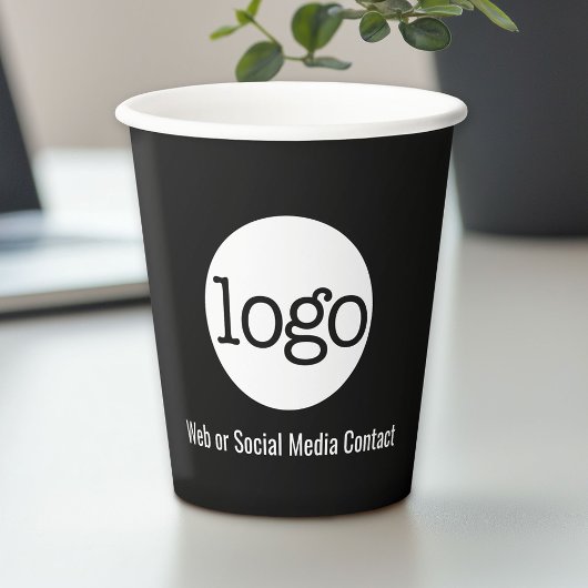 Firmenlogo mit Kontaktinfos - minimale Schwarz Pappbecher