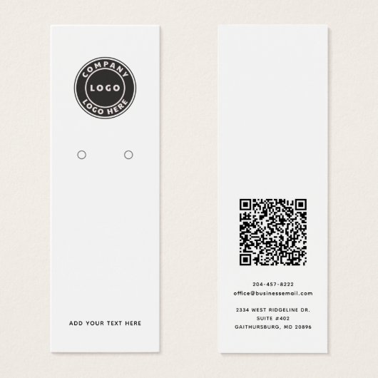 Firmenlogo mit QR-Code-Ohrring-Display-Karte (Vorne & Hinten)