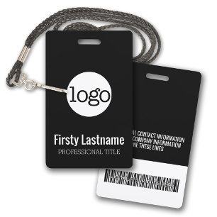 Firmenlogo mit Vor- und Nachnamen-Barcode Ausweis