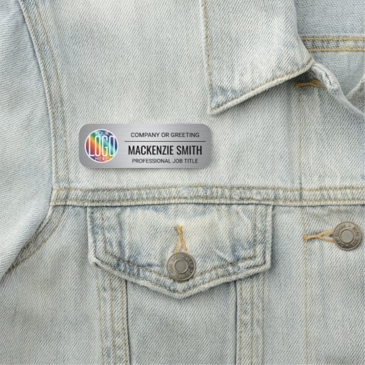 Firmenlogo - Mitarbeiter aus grauem Kunststoff Namensschild (Beispiel)