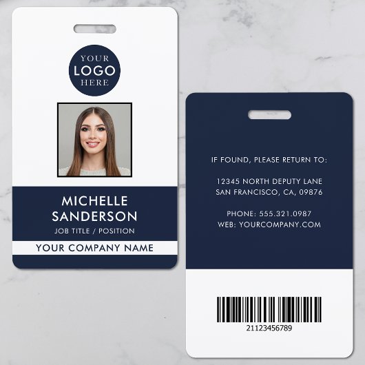 Firmenlogo Mitarbeiter Barcode Mitarbeiterfoto ID Ausweis