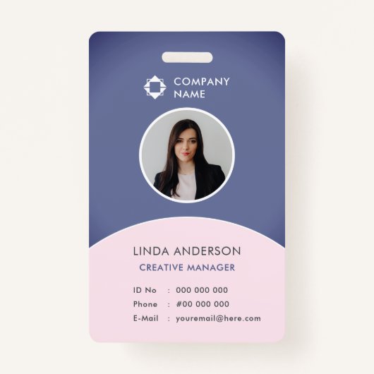 Firmenlogo Mitarbeiter-Foto-ID Blau und Rost Ausweis (Vorderseite)