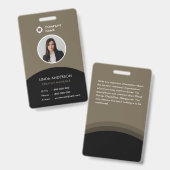 Firmenlogo Mitarbeiter Foto-ID Elegant Brown Black Ausweis (Vorder- & Rückseite)