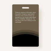 Firmenlogo Mitarbeiter Foto-ID Elegant Brown Black Ausweis (Rückseite)