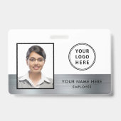 Firmenlogo Mitarbeiter Foto-ID Silber Ausweis (Vorderseite)