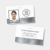 Firmenlogo Mitarbeiter Foto-ID Silber Ausweis (Vorder- & Rückseite)