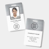 Firmenlogo Mitarbeiter Foto-ID Silber Ausweis (Vorder- & Rückseite)