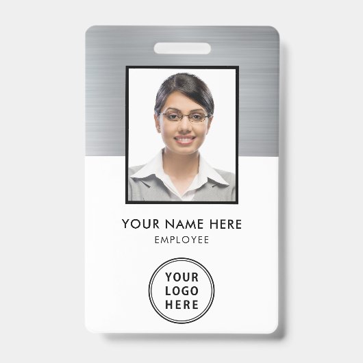 Firmenlogo Mitarbeiter Foto-ID Silber Ausweis (Vorderseite)