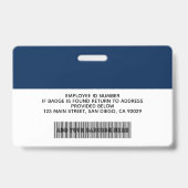 Firmenlogo, Mitarbeiter-Foto, Name, Bar Ausweis (Rückseite)