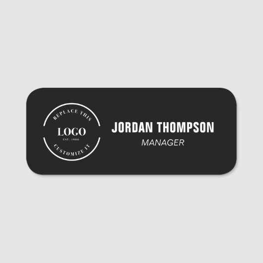 Firmenlogo Mitarbeiter-ID Benutzerdefiniert schwar Namensschild (Vorderseite)