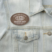 Firmenlogo Mitarbeiter-ID Braune Imitate Holzoval Namensschild (Beispiel)