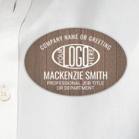 Firmenlogo Mitarbeiter-ID Braune Imitate Holzoval