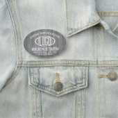 Firmenlogo Mitarbeiter-ID Graue Imitate Wood Oval Namensschild (Beispiel)