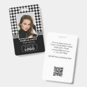Firmenlogo Mitarbeiter-ID QR Hahnentrittmuster Sch Ausweis (Vorder- & Rückseite)