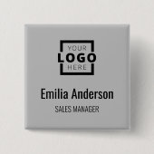 Firmenlogo Mitarbeiter Name Abzeichen grau Button (Vorderseite)