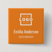 Firmenlogo Mitarbeiter Name Abzeichen Orange Button (Vorderseite)