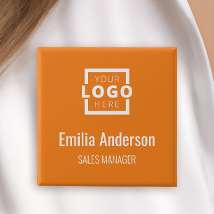 Firmenlogo Mitarbeiter Name Abzeichen Orange Button
