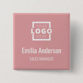 Firmenlogo Mitarbeiter Name Abzeichen Rosa Button (Vorderseite)