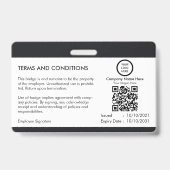 Firmenlogo Mitarbeiter Name Schwarz & Weiß Qr-Code Ausweis (Rückseite)