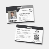 Firmenlogo Mitarbeiter Name Schwarz & Weiß Qr-Code Ausweis (Vorder- & Rückseite)