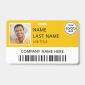 Firmenlogo Mitarbeiterfoto Gelbe ID Ausweis (Vorderseite)