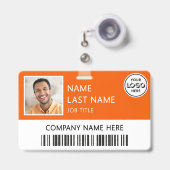 Firmenlogo Mitarbeiterfoto Orange ID Ausweis (Vorderseite mit Ausziehbar)