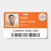 Firmenlogo Mitarbeiterfoto Orange ID Ausweis (Vorderseite)