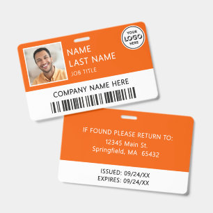 Firmenlogo Mitarbeiterfoto Orange ID Ausweis