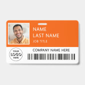 Firmenlogo Mitarbeiterfoto Orange ID  Ausweis (Vorderseite)