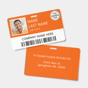 Firmenlogo Mitarbeiterfoto Orange ID Ausweis