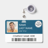 Firmenlogo Mitarbeiterfoto Teal ID Ausweis (Vorderseite mit Ausziehbar)