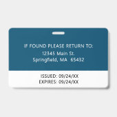 Firmenlogo Mitarbeiterfoto Teal ID Ausweis (Rückseite)