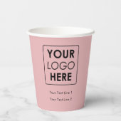 Firmenlogo Modern Berufliches, einfaches Rosa Pappbecher (Rückseite)