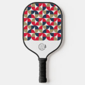 Firmenlogo Modern geometrisch rotes blaues Firmenl Pickleball Schläger (Vorderseite)