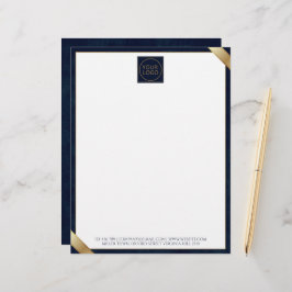 Firmenlogo Modern Navy Leder Letterhead Briefbogen