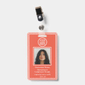 Firmenlogo Modern Orange Employee Id Ausweis (Vorderseite mit Clip)