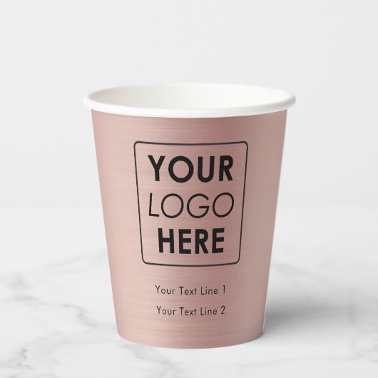 Firmenlogo Moderne Berufliche Rose Gold Pappbecher (Rückseite)