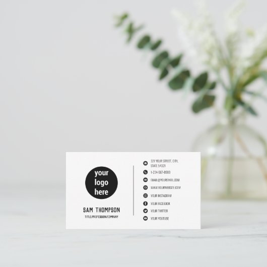 Firmenlogo Moderne Minimalistische Social Media-Ic Visitenkarte (Stehend Vorderseite)