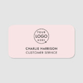 Firmenlogo | Moderne rosa Mitarbeiter Namensschild (Vorderseite)